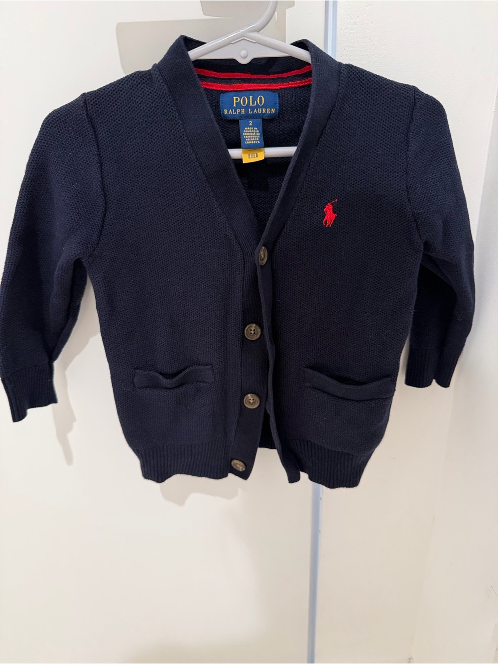 Polo by Ralph Lauren Navy Cardigan with Red Pony - Kids